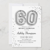Invitation 60e anniversaire - Ballons d'argent (Devant)
