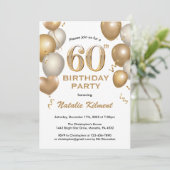 Invitation 60e anniversaire Ballons de Parties scintillant bl (Debout devant)