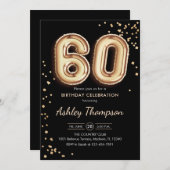 Invitation 60e anniversaire - Ballons d'or noir (Devant / Derrière)