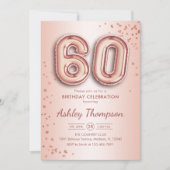 Invitation 60e anniversaire - Ballons d'or Rose (Devant)