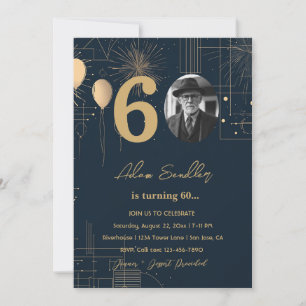 Invitation 60e anniversaire ballons et feux d'artifice