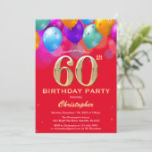Invitation 60e anniversaire Ballons rouges et dorés (Debout devant)