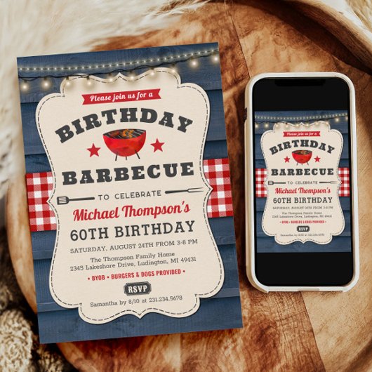 Invitation 60e anniversaire BBQ Summer Barbecue Party