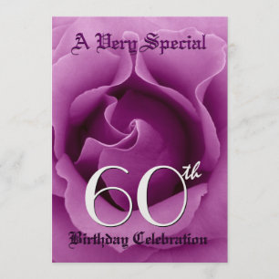 Invitation 60e anniversaire Beau Purple Rose Papier métalliqu