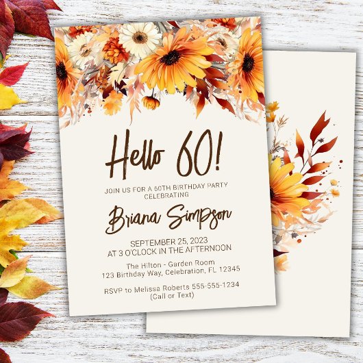 Invitation 60e anniversaire Beige Fall Floral