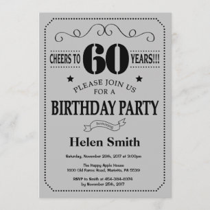 Invitation 60e anniversaire Black and Silver Grey