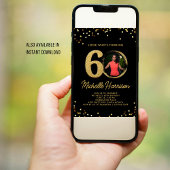 Invitation 60e Anniversaire Black Gold Confetti Photo