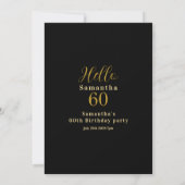 Invitation 60e anniversaire Black Gold Elegant Party (Dos)