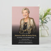 Invitation 60e anniversaire Black Gold Minimal photo moderne (Debout devant)