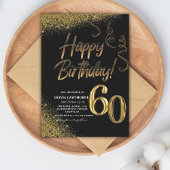 Invitation 60e anniversaire Black & Gold Parties scintillant 