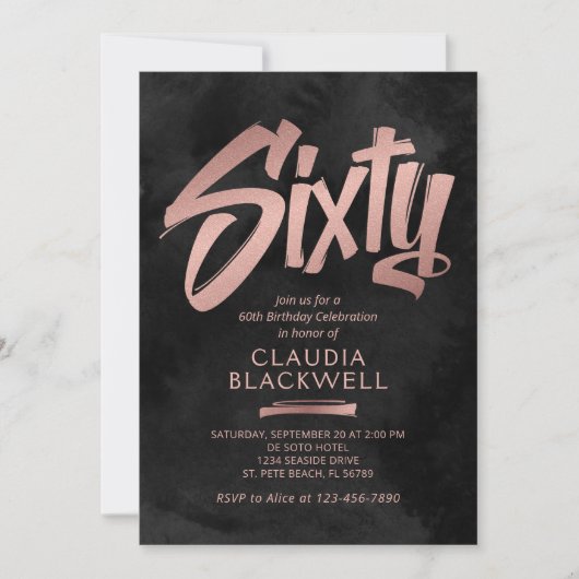 Invitation 60e anniversaire Black Rose Gold (Devant)