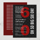 Invitation 60e anniversaire Black White Red OH SI GROS SIX OH (Devant / Derrière)