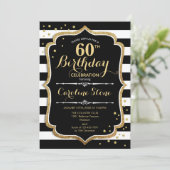Invitation 60e anniversaire Black White Stripes (Debout devant)