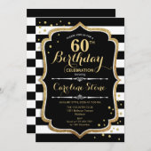 Invitation 60e anniversaire Black White Stripes (Devant / Derrière)