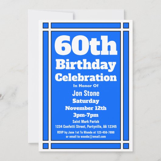 Invitation 60e anniversaire bleu (Devant)