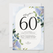 Invitation 60e anniversaire Blue Floral (Devant)