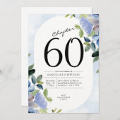 Invitation 60e anniversaire Blue Floral (Devant / Derrière)