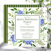 Invitation 60e anniversaire Blue Hydrangeas
