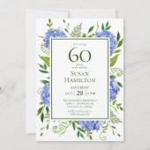 Invitation 60e anniversaire Blue Hydrangeas (Devant)