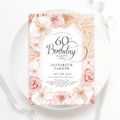 Invitation 60e anniversaire Blush Pink Gold Floral