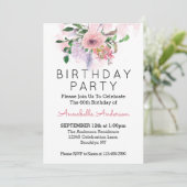Invitation 60e anniversaire Blush rose floral rayures (Debout devant)