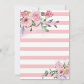Invitation 60e anniversaire Blush rose floral rayures (Dos)