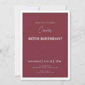Invitation 60e Anniversaire Bourgogne Élégant (Devant)