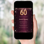 Invitation 60e anniversaire bourgogne or rose