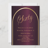 Invitation 60e anniversaire burgundy or arch script luxe (Devant)