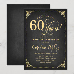 Invitation 60e anniversaire - Chalkboard Gold