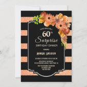 Invitation 60e anniversaire Coral Floral Surprise Dîner (Devant)