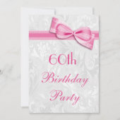 Invitation 60e anniversaire Damas et Pink Faux Bow (Devant)