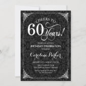 Invitation 60e anniversaire - Damas noir et blanc (Devant)