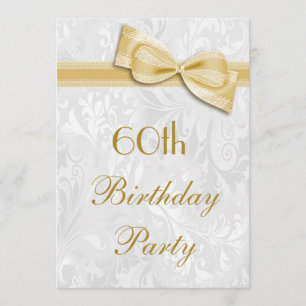 Invitation 60e anniversaire Damask and Faux Bow