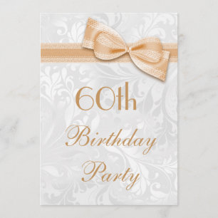 Invitation 60e anniversaire Damask and Faux Bow