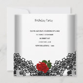 Invitation 60e anniversaire Damask Lace Noir Blanc Rose ROUGE (Dos)