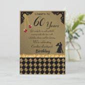 Invitation 60e Anniversaire Dance Party Red Heart Gems & Dama (Debout devant)