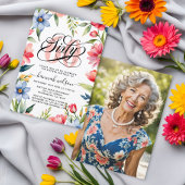 Invitation 60e anniversaire de fête aquarelle photo florale
