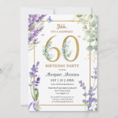Invitation 60e anniversaire de fête aquarelle violet lavande (Devant)