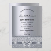 Invitation 60e anniversaire de fête argent brillant métalliqu (Devant / Derrière)