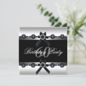 Invitation 60e anniversaire de fête Argent Noir Blanc Diamant (Debout devant)