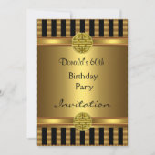 Invitation 60e anniversaire de fête Black Gold Men (Devant)