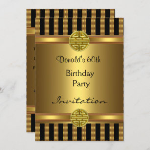 Invitation 60e anniversaire de fête Black Gold Men