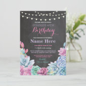 Invitation 60e anniversaire de fête Chalkboard Floral rose In (Debout devant)