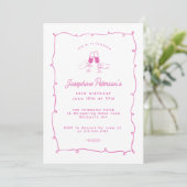 Invitation 60e Anniversaire de fête Doodle Whimsical Rose (Debout devant)
