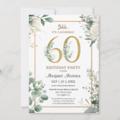 Invitation 60e anniversaire de fête d'or Aquarelle Verdure (Devant)