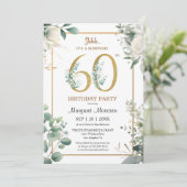 Invitation 60e anniversaire de fête d'or Aquarelle Verdure (Debout devant)