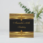 Invitation 60e anniversaire de fête Elégant Black Ornate Gold (Debout devant)