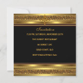 Invitation 60e anniversaire de fête Elégant Black Ornate Gold (Dos)