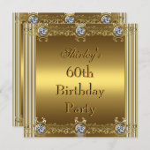 Invitation 60e Anniversaire de fête Gold (Devant / Derrière)